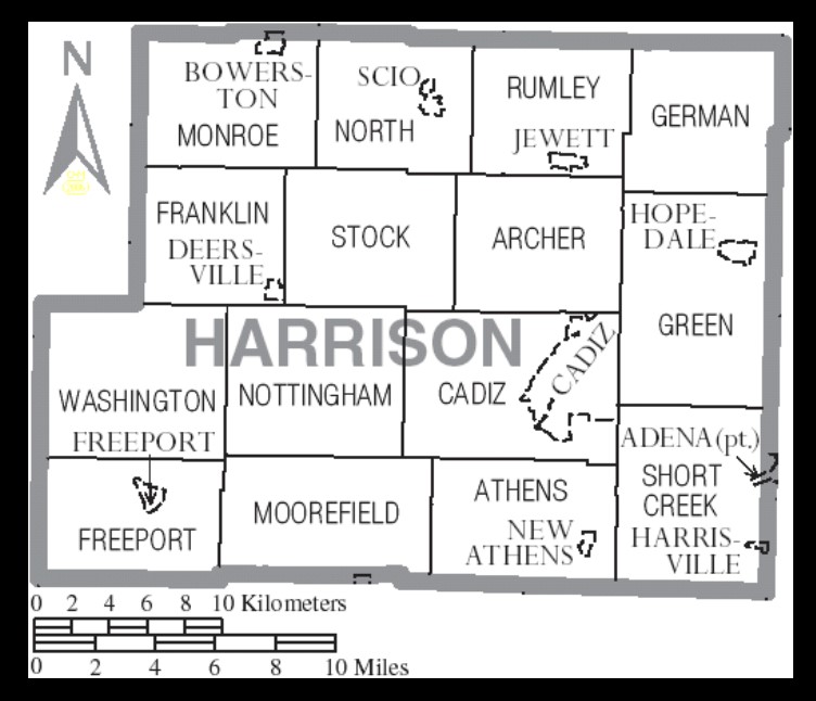 Map of Harrison County, Ohio, showing Franklin and Stock Townships